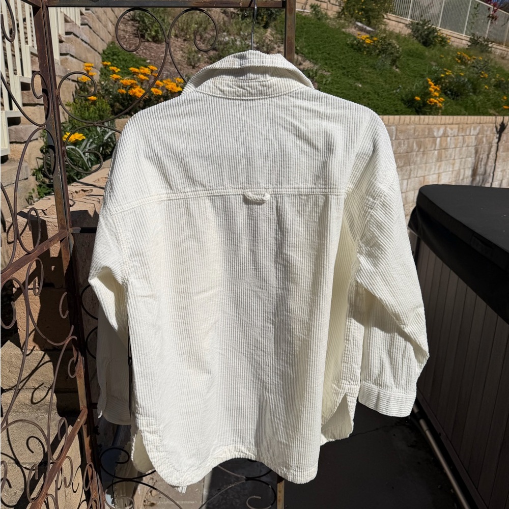 NWT Forever 21 Size Small Long White Cream Button-Up Corduroy Shirt Dress - Picture 4 of 6